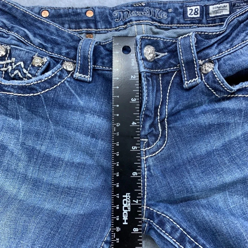 Miss Me Signature Bootcut Jeans Womens 28 Blue Embellished JM1232BV